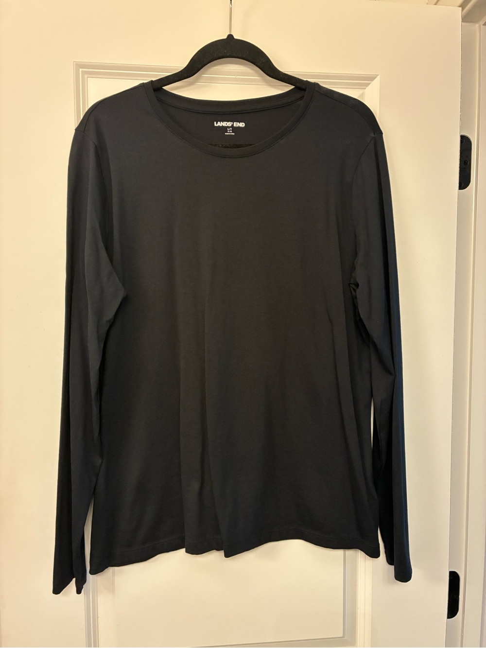 Lands' End Men's Long-Sleeve Crewneck Shirt - Black